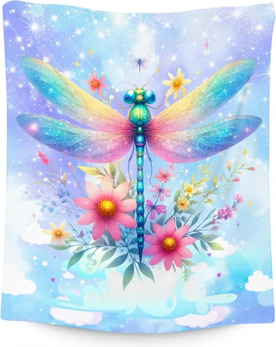Miniatura 7 de Manta de dinosaurio para niñas, bonita manta para niños, manta de forro polar cómoda de franela para sofá, 40 x 50 pulgadas Azul