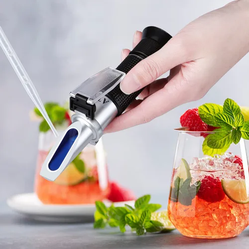Miniatura 2 de Refractómetro Brix con ATC, hidrómetro Brix de mano 0-32% lector portátil de contenido de azúcar para frutas, juego de refractómetro sacarimétrico