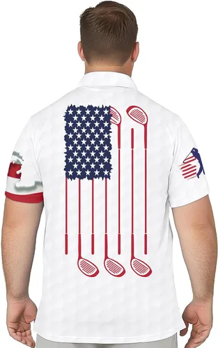 Miniatura 5 de PAGYMO Camisas de golf para hombre, con estampado divertido y loco hawaiano