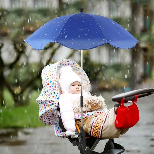 Miniatura 6 de Cochecito de bebé con abrazadera ajustable, sombrilla de protección para niños, paraguas con clip, sombrilla de 8 huesos para cochecito, silla