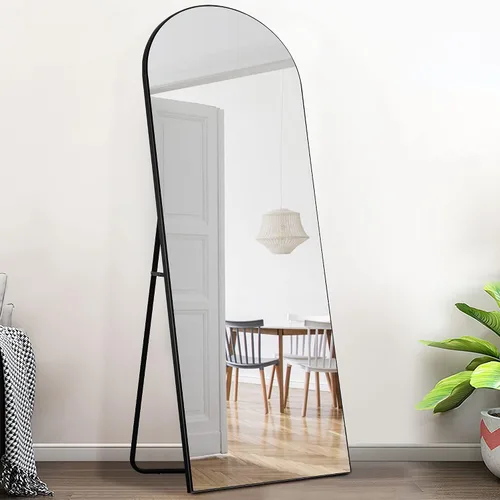 Miniatura 2 de KIAYACI - Espejo arqueado de longitud completa con soporte, para apoyar en el suelo, para dormitorio o vestidor, espejo de cuerpo completo