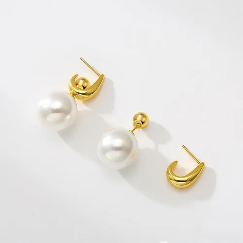 Miniatura 5 de Aretes de aro de plata dorada con letra D para mujer, aretes de perlas, 2 vías de uso, aretes de perlas de lujo, en forma de D, regalos de joyería