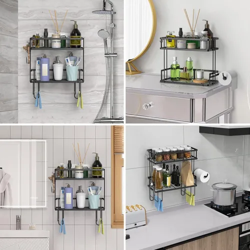 Miniatura 6 de FLOLXNB Estante de Almacenamiento Sobre el Inodoro, Organizador de Almacenamiento de Baño de 2 Niveles Actualizado Sin Perforaciones para Inodoro