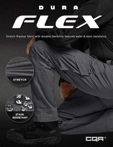 Miniatura 5 de CQR Men's Flex Ripstop Tactical Pants, Water Resistant Stretch Cargo Pants, Lightweight EDC Hiking Work Pants