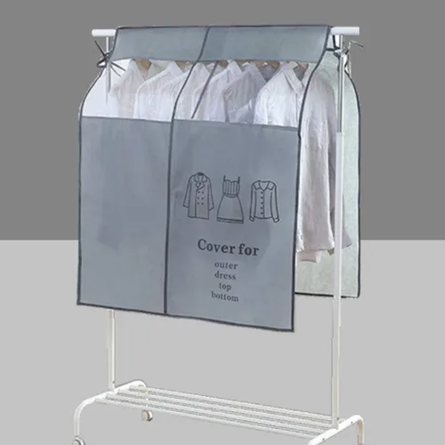 Miniatura 9 de Bolsas de ropa para colgar ropa, 43. 7 bolsas transparentes para colgar ropa para armario, cubierta inferior cerrada para perchero, protector