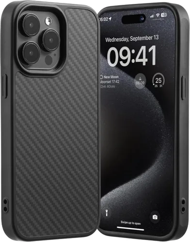 Miniatura 79 de Tigowos - Funda magnética para iPhone 15, resistente a las caídas, sensación de piel mate, a prueba de golpes, delgada, negro mate