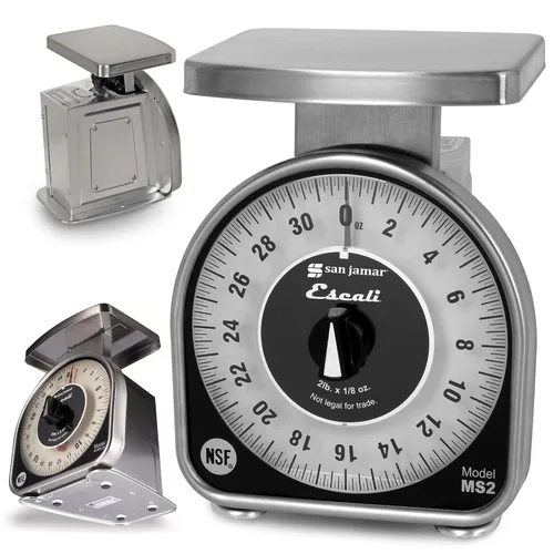 Miniatura 2 de San Jamar Serie Ms Báscula de Disco Mecánica Manual para Alimentos con Capacidad de 2 Libras para Cocinas, Restaurantes y Cocina, Metálica, 32