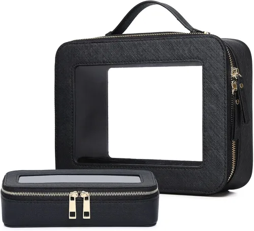 Miniatura 75 de Pinkmik Pequeña bolsa de maquillaje transparente, mini estuche para cosméticos, bolsa de aseo impermeable con cremallera, organizador de bolsos