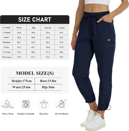 Miniatura 7 de MoFiz Pantalones de senderismo para mujer, ligeros, de secado rápido, con bolsillos con cremallera