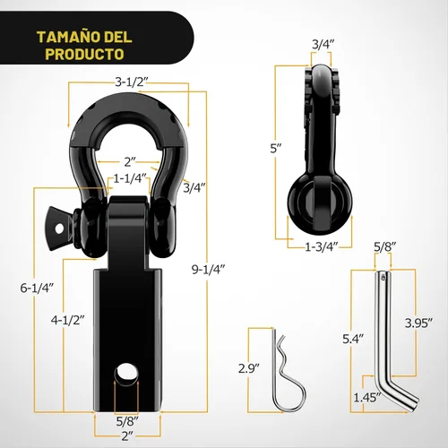 Miniatura 2 de Nilight Receptor de enganche de grillete de 2 pulgadas, 45000 libras, resistencia a la rotura, grillete de anillo en D de 3/4 pulgadas con pasador