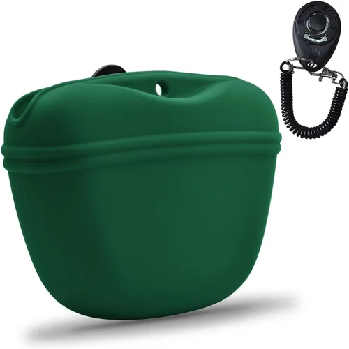 Miniatura 13 de AUDWUD Bolsa de Silicona para Premios de Perro, Con Clicker de Entrenamiento para Perros, Contenedor de Entrenamiento Portátil con Clip, Conveniente