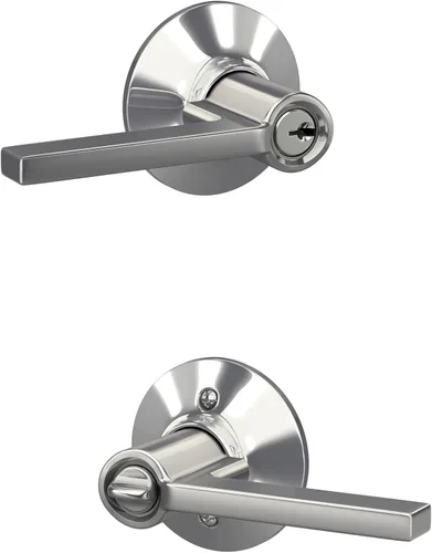 Miniatura 60 de Schlage F10 LAT 626 CEN Latitude - Manilla de puerta con moldura Century, cerradura de paso para pasillo y armario, cromo satinado