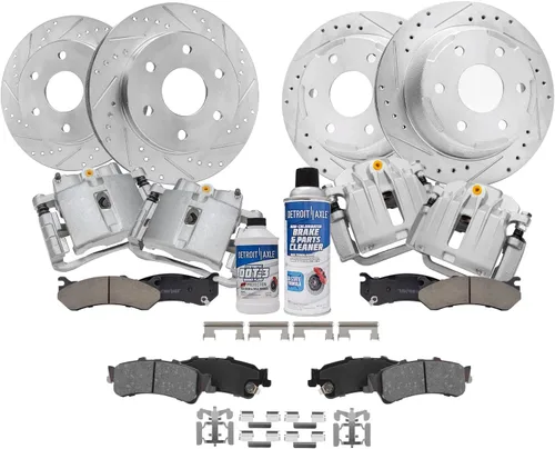 Miniatura 76 de Detroit Axle - Rotores de freno para Ford 2013-2019 Explorer Taurus Flex Lincoln MKT MKS, rotores de freno de disco ranurados perforados de repuesto