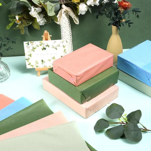 Miniatura 7 de 120 hojas de papel de seda de regalo de la serie Morandi para bolsas de regalo, 20 x 14 pulgadas, verde salvia, verde oscuro, canela, azul claro