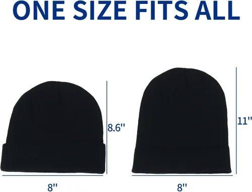 Miniatura 5 de SHEVERCH Classic Plain Knit Cuffed Beanie Acrylic Thermal Winter Beanie Hat for Men Women Warm Skull Hat Cap
