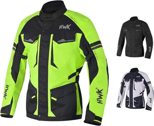 Chaqueta de motocicleta para hombres para viajes y aventuras, reforzamiento CE, a prueba de agua, AVD, para las 4 estaciones Verde de alta