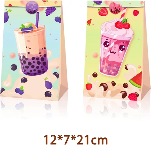 Miniatura 2 de 12 bolsas de fiesta de té Boba con calcomanías, recuerdos y decoraciones de fiesta de té Boba