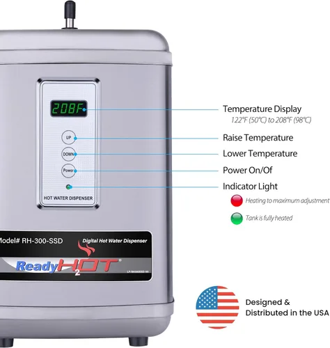 Miniatura 3 de Ready Hot 41-RH-300-F570-BN Sistema dispensador de agua caliente instantáneo, 2.5 cuartos de galón, pantalla digital, grifo de agua caliente de una