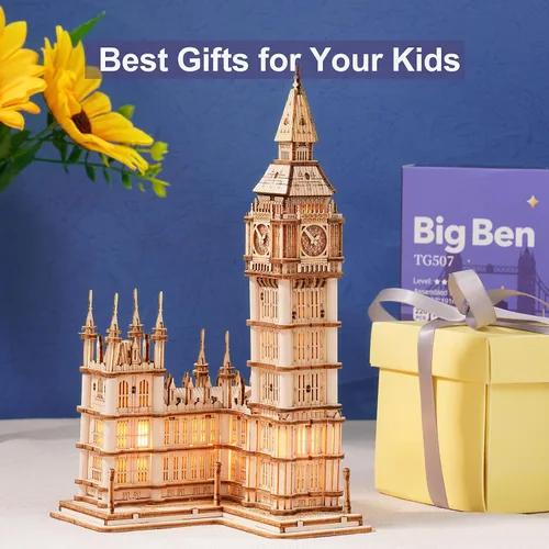Miniatura 3 de Rowood Rompecabezas 3D para adultos, kit de modelo de madera para manualidades para adultos, regalos para mayores de 14 años, Big Ben