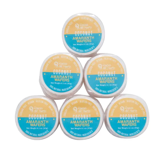 Miniatura 10 de Obleas de Amaranto Thins – Snack bajo en calorías – Obleas de Amaranto – Paquete de 6 chocolates, Chai rosa, capuchino, coco, canela, taro