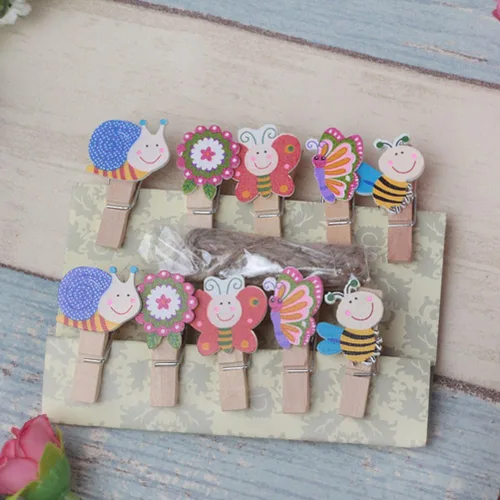 Miniatura 2 de EXCEART Pinzas para la ropa con forma de animal, 50 clips de madera para fotos, manualidades, organización del hogar, clips de dibujo, pequeñas