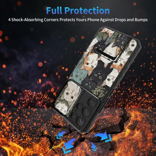 Miniatura 569 de Funda para Samsung Galaxy S22 Ultra 5G, Galaxy S22 Ultra con cubierta de cámara deslizante, funda resistente de doble capa con función atril Black