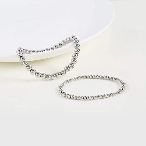 Miniatura 4 de Elegance 11 designs - Pulseras elásticas de cuentas redondas chapadas en oro de 14 quilates para mujer