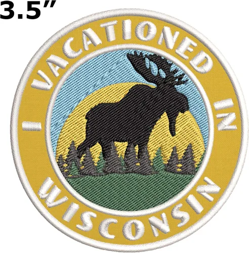 Miniatura 2 de I Vacationed in Wisconsin 3.5" Bordado DIY Hierro/Coser Parches Decorativos Recuerdo Vacaciones Viajes Aventura Novedad Tema Amarillo soleado
