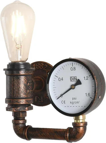 XEYOU Aplique de pared Steampunk de hierro fundido vintage industrial E26 Edison bombilla lámpara de pared de tubo retro para cafetería, bar,