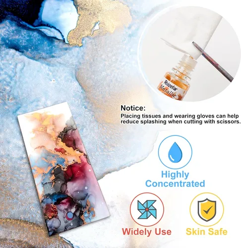 Miniatura 3 de Roizefar Juego de tinta de alcohol - 40 botellas de colores vívidos de alta concentración, pintura metálica a base de alcohol, tinte de resina, 40