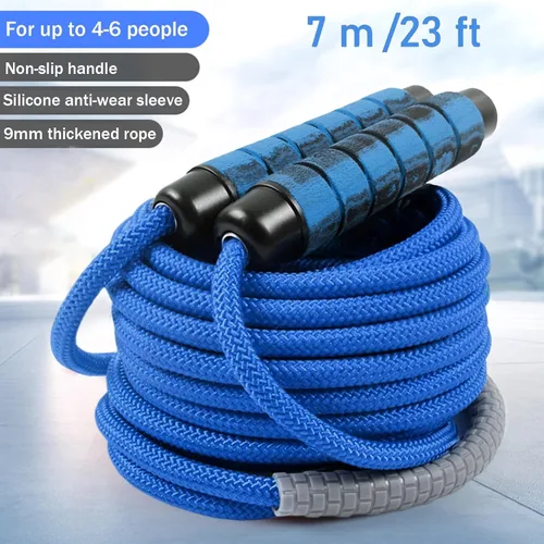 Miniatura 2 de Cuerda de saltar de 23 pies de largo para niños y adultos, cuerda de saltar holandesa doble, cuerdas de saltar ajustables con núcleo de cuerda