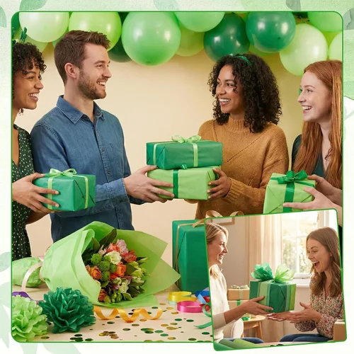 Miniatura 5 de woric 120 hojas de papel de seda verde para bolsas de regalo, papel de seda multicolor grueso de 17 GSM, a granel para envolver regalos, graduación