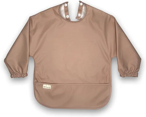 Miniatura 9 de Baberos de manga larga para bebé, delantal de alimentación para bebé, impermeable, portátil, de manga completa Boho Rainbow & Rose Beige