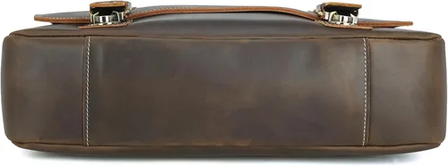 Miniatura 8 de Polare - Maletín vintage de cuero de grano completo profesional de 16 pulgadas para laptop con cremalleras de metal YKK (marrón oscuro)