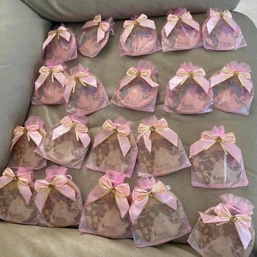 Miniatura 7 de Juego de 50 bolsas de regalo de organza con cordón de 4 x 6 pulgadas rosa para baby shower, cumpleaños de niña, recuerdos de fiesta, boda, despedida