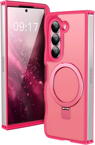 Miniatura 17 de Soporte magnético y marco ondulado: funda para Samsung Galaxy Z Fold 6 [compatible con MagSafe] [protección militar contra caídas] no amarillenta
