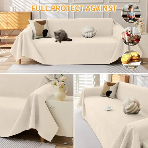 Miniatura 6 de Warmstar Couch Protector from Cat Claws, Waterproof Couch Cover Anti Slip,Couch Cover 3 Cushion Sofa Washable,Anti-Scratch Pet Sofa Cover Heavy Beige