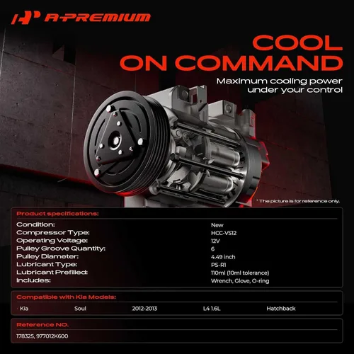 Miniatura 2 de A-Premium Compresor de aire acondicionado con embrague compatible con Kia Soul 1.6L 2012-2013, Hatchback