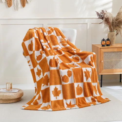 Miniatura 8 de SOCHOW - Manta de forro polar sherpa con jacquard navideño de jengibre, manta de felpa reversible, cálida y difusa, muy suave, para la cama, el sofá