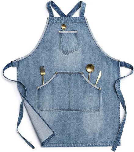 Miniatura 7 de Jeanerlor - Delantal de mezclilla de algodón para mujer y hombre, estilista ajustable de S a XL
