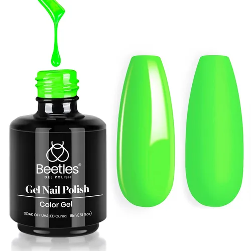 Miniatura 105 de Beetles - Esmalte de uñas de gel verde luminoso que brilla en la oscuridad, esmalte de uñas de gel que se absorbe con lámpara LED UV, arte de uñas