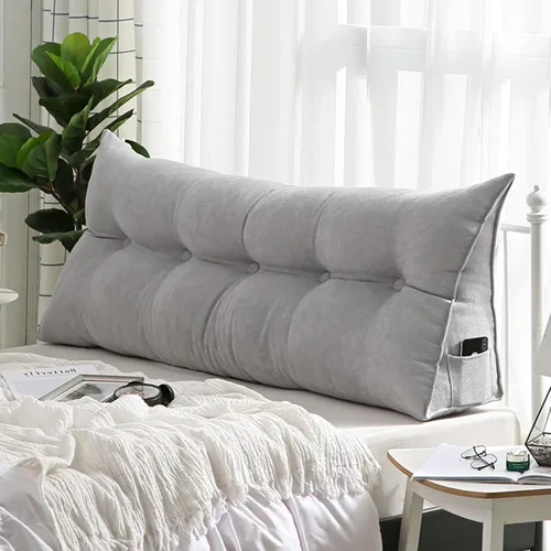 Miniatura 9 de Cojín de almohada triangular copetudo para respaldo, funda extraíble, almohada de lectura, cojín de lectura para cabecero grande para cama, sofá