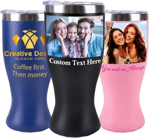 Miniatura 16 de Personalized 16 oz Insulated Coffee Tumbler with Text Name Team number, Custom Engraved World Cup Stainless Steel Double-Wall Travel Cup, Customized