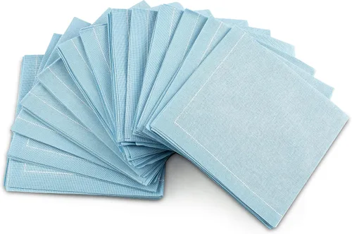 Miniatura 26 de Five Star Napkins Servilletas plegables de algodón para cóctel, bebidas, postres, bares, fiestas, eventos, vacaciones, bodas, fiestas, 8 x 8 Azul