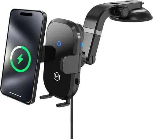 Auto Scan - Cargador de coche inalámbrico rápido con ventosa ajustable multiángulo, carga inalámbrica de 15 W, escaneo automático, agarre ajustable