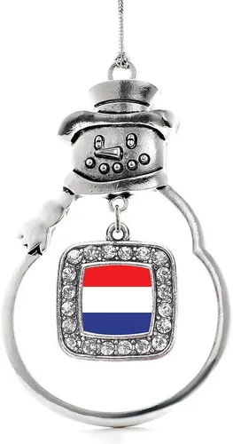 Miniatura 216 de Inspired Silver - Adorno de rodillo de reina - Adorno cuadrado de plata con muñeco de nieve con joyas de circonita cúbica