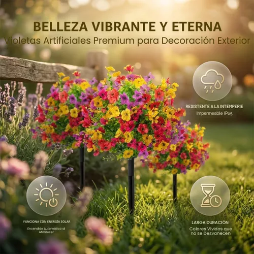 Miniatura 3 de Flores artificiales resistentes a los rayos UV: flores artificiales de 16 pulgadas para exteriores - Estacas de jardín de flores sintéticas