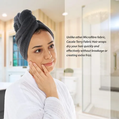Miniatura 5 de Cacala Gorro de ducha de tela de rizo para mujer, toalla de lujo para el cabello, envolturas para el cabello sin encrespamiento para mujer, cabello