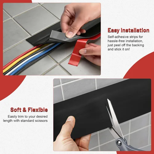Miniatura 3 de Tendak Cubierta de cable de suelo de 16.4 pies, cubierta de cable suave de PVC para ocultar cables de extensión y evitar tropiezos, protector