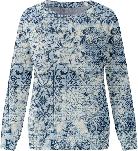 Miniatura 4 de Sudaderas de otoño para mujer, talla grande, blusas casuales de manga larga, suéter cómodo, holgado, moderno, ajustado